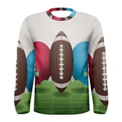 Helmet Ball Football America Sport Red Brown Blue Green Men s Long Sleeve Tee by Mariart