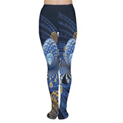 Fractal Balls Flying Ultra Space Circle Round Line Light Blue Sky Gold Women s Tights by Mariart