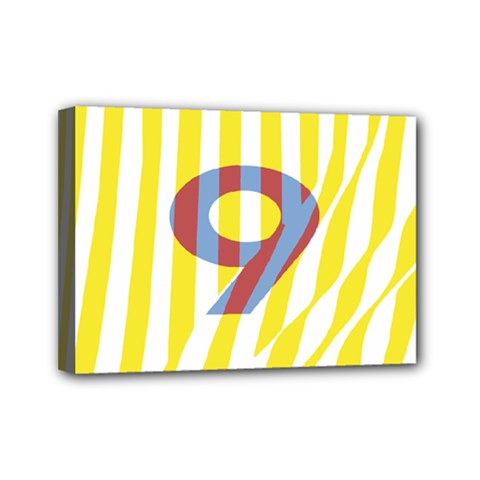 Number 9 Line Vertical Yellow Red Blue White Wae Chevron Mini Canvas 7  X 5  by Mariart