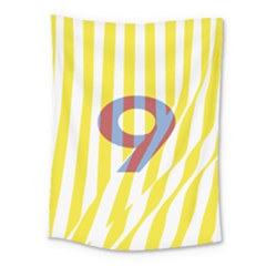 Number 9 Line Vertical Yellow Red Blue White Wae Chevron Medium Tapestry