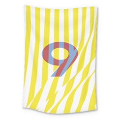 Number 9 Line Vertical Yellow Red Blue White Wae Chevron Large Tapestry