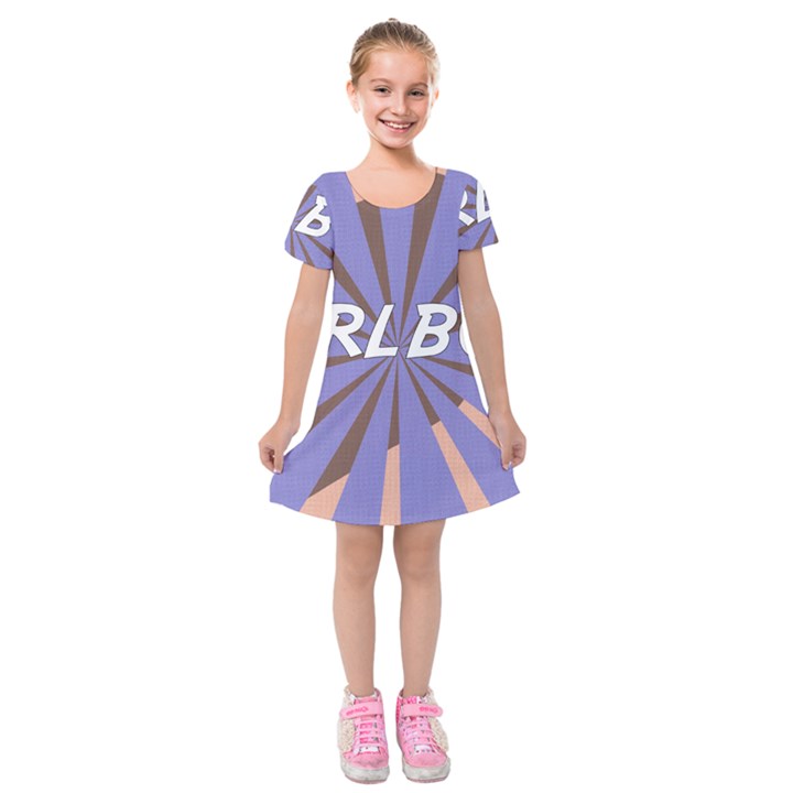 Girlboss Light Line Wave Chevron Kids  Short Sleeve Velvet Dress