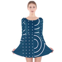 Parachute Water Blue Waves Circle White Long Sleeve Velvet Skater Dress by Mariart