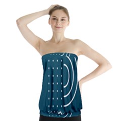 Parachute Water Blue Waves Circle White Strapless Top
