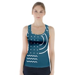 Parachute Water Blue Waves Circle White Racer Back Sports Top by Mariart