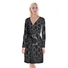 Plane Circle Round Black Hole Space Long Sleeve Velvet Front Wrap Dress by Mariart