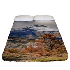 Forest And Snowy Mountains, Patagonia, Argentina Fitted Sheet (queen Size) by dflcprints