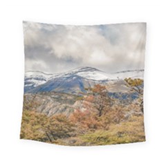 Forest And Snowy Mountains, Patagonia, Argentina Square Tapestry (small) by dflcprints