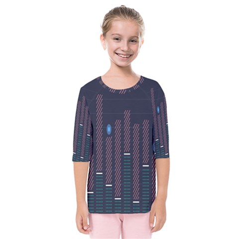 Plaid Line Circle Polka Green Red Blue Kids  Quarter Sleeve Raglan Tee by Mariart