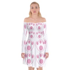 Rabbit Feet Paw Pink Foot Animals Off Shoulder Skater Dress by Mariart