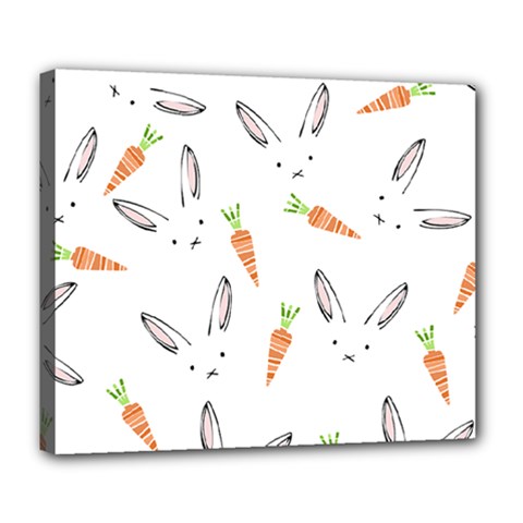 Rabbit Carrot Pattern Weft Step Face Deluxe Canvas 24  X 20  