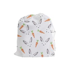 Rabbit Carrot Pattern Weft Step Face Drawstring Pouches (large) 
