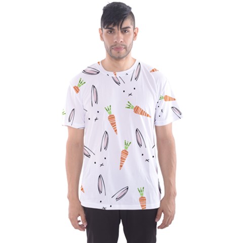 Rabbit Carrot Pattern Weft Step Face Men s Sport Mesh Tee by Mariart