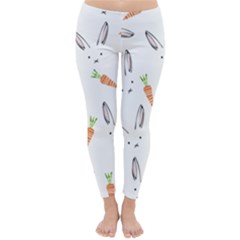 Rabbit Carrot Pattern Weft Step Face Classic Winter Leggings by Mariart