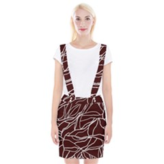 River System Line Brown White Wave Chevron Braces Suspender Skirt by Mariart