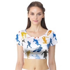 Sport Player Playing Short Sleeve Crop Top (tight Fit) by Mariart