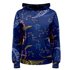 Sun Moon Seamless Star Blue Sky Space Face Circle Women s Pullover Hoodie