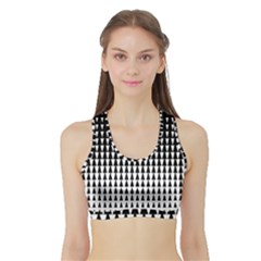 Triangle Black White Wave Chevron Sports Bra With Border by Mariart