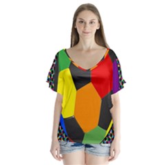 Team Soccer Coming Out Tease Ball Color Rainbow Sport Flutter Sleeve Top