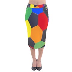 Team Soccer Coming Out Tease Ball Color Rainbow Sport Velvet Midi Pencil Skirt