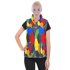 Team Soccer Coming Out Tease Ball Color Rainbow Sport Women s Button Up Puffer Vest by Mariart