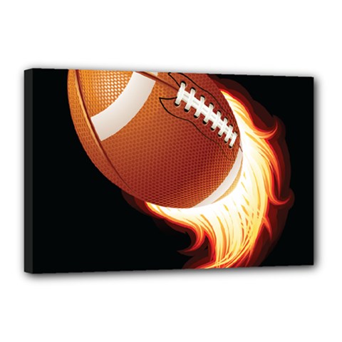 Super Football American Sport Fire Canvas 18  X 12 