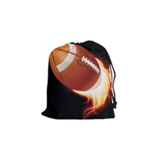 Super Football American Sport Fire Drawstring Pouches (small) 