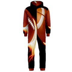 Super Football American Sport Fire Hooded Jumpsuit (men)  by Mariart
