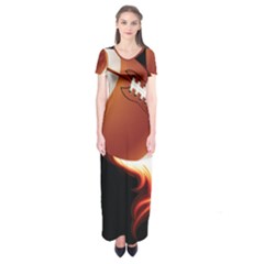 Super Football American Sport Fire Short Sleeve Maxi Dress by Mariart