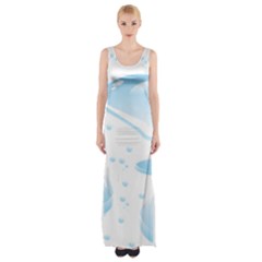 Water Drops Bubbel Rain Blue Circle Maxi Thigh Split Dress