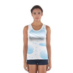 Water Drops Bubbel Rain Blue Circle Women s Sport Tank Top 