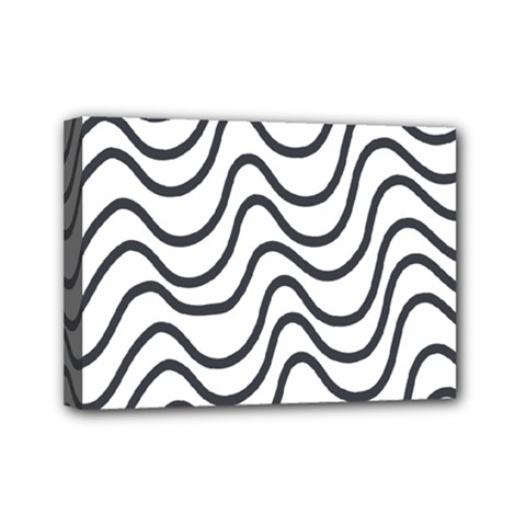 Wave Waves Chefron Line Grey White Mini Canvas 7  X 5 
