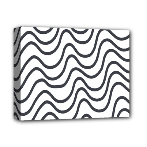 Wave Waves Chefron Line Grey White Deluxe Canvas 14  X 11 