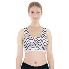 Wave Waves Chefron Line Grey White Sports Bra With Pocket by Mariart