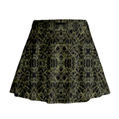 Golden Geo Tribal Pattern Mini Flare Skirt by dflcprintsclothing