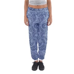 Blue Romantic Flower Pattern Denim Women s Jogger Sweatpants by Ivana