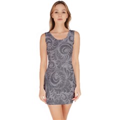 Grey Romantic Flower Pattern Denim Sleeveless Bodycon Dress by Ivana