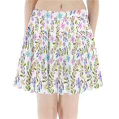 Twigs And Floral Pattern Pleated Mini Skirt by Coelfen