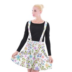 Twigs And Floral Pattern Suspender Skater Skirt