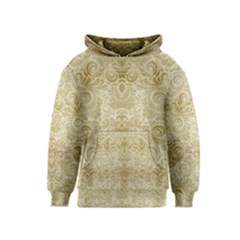 Gold Romantic Flower Pattern Kids  Pullover Hoodie by Ivana