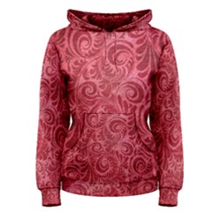 Red Romantic Flower Pattern Women s Pullover Hoodie by Ivana