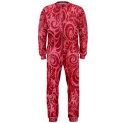 Red Romantic Flower Pattern Onepiece Jumpsuit (men) by Ivana