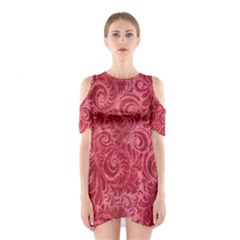 Red Romantic Flower Pattern Shoulder Cutout One Piece by Ivana