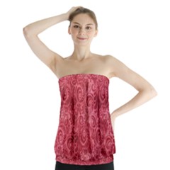 Red Romantic Flower Pattern Strapless Top by Ivana