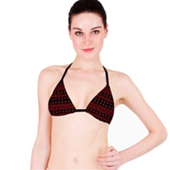 Dark Tiled Pattern Bikini Top by linceazul