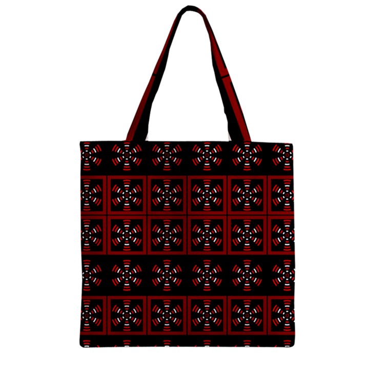 Dark Tiled Pattern Zipper Grocery Tote Bag