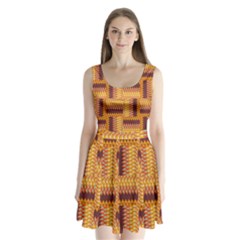 Geometric Pattern Split Back Mini Dress  by linceazul