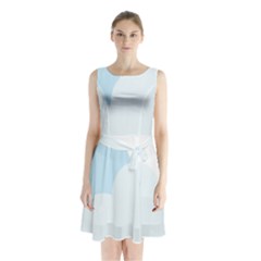 Cloud Sky Blue Decorative Symbol Sleeveless Waist Tie Chiffon Dress by Nexatart