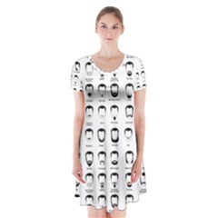 Beard Types Pattern Short Sleeve V-neck Flare Dress by Valentinaart