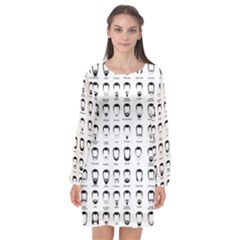 Beard Types Pattern Long Sleeve Chiffon Shift Dress  by Valentinaart